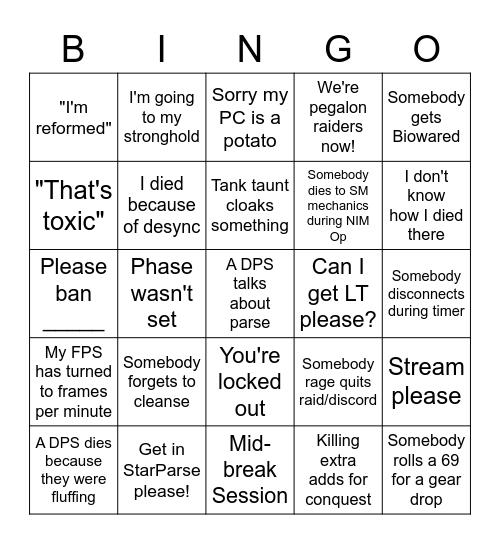 Clowns Op Bingo Card