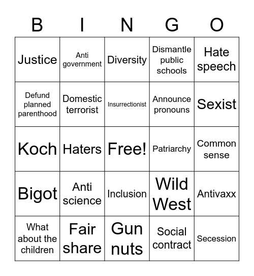 Free State Project Bingo Card