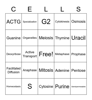 Cells Bingo Card