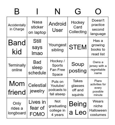 Lena Red Flag Bingo Card