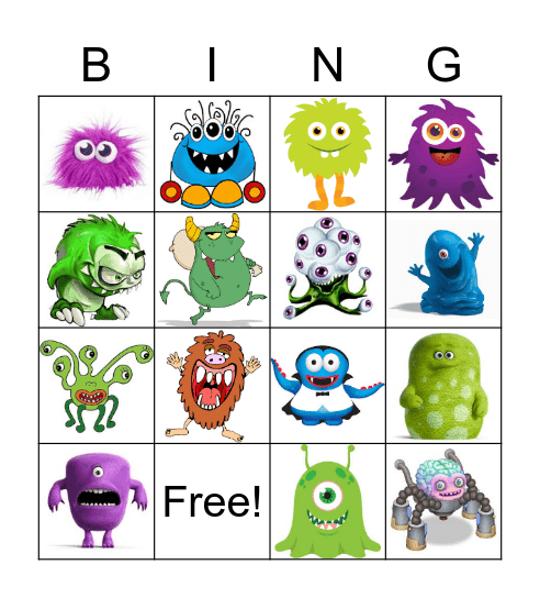 Monster Bingo Card