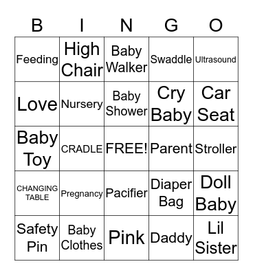 RUTH'S BABY SHOWER Bingo Card