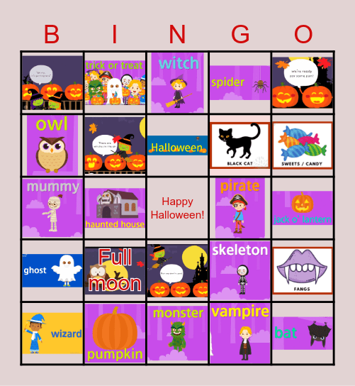 Halloween vocab Bingo Card