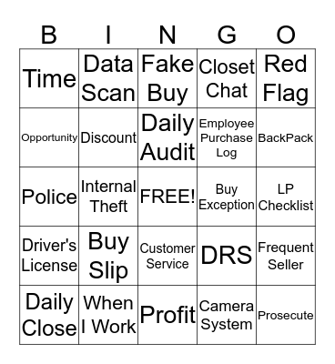Loss Prevention BINGO Card