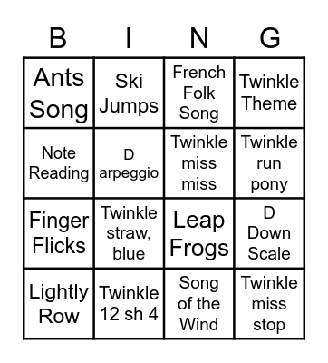 Halloween Group Class Bingo Card