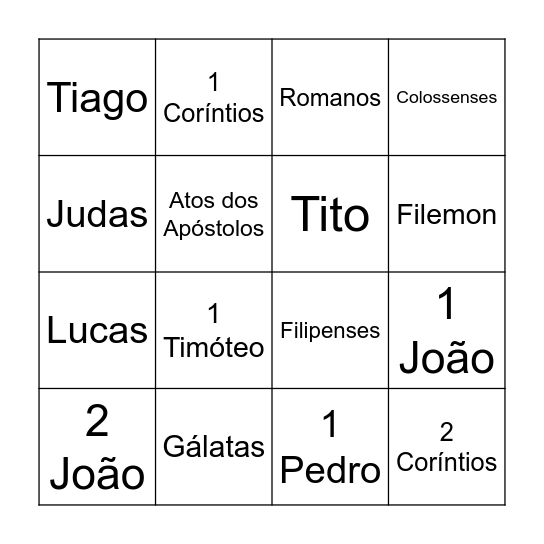 Novo Testamento Bingo Card