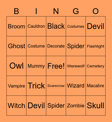 Halloween 2021 Bingo Card