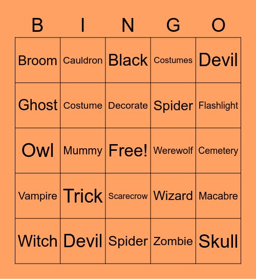 Halloween 2021 Bingo Card