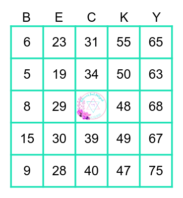 Rebecca's Bat Mitzvah Bingo Card