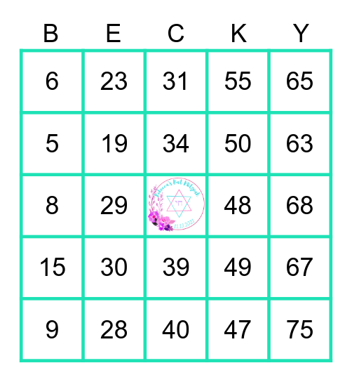 Rebecca's Bat Mitzvah Bingo Card