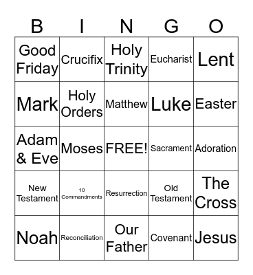 Bible Bingo Card