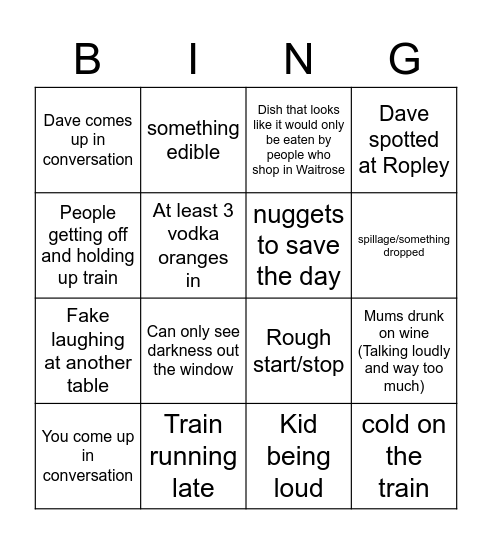 Libby's dining bingo Card