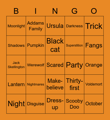 S  P  O  O  K  Y Bingo Card