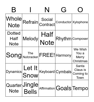 Music Bingo Card