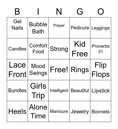 Girls Night Bingo Card