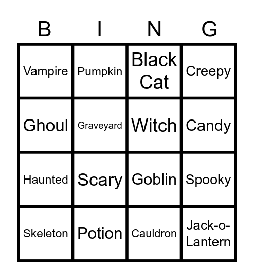 Halloween Bing Bingo Card