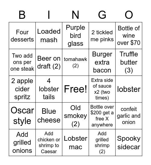 SATURDAY Bingo Card