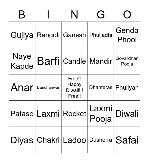 Diwali Bingo!! by Parag Bingo Card