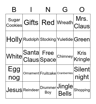Christmas Bingo Card
