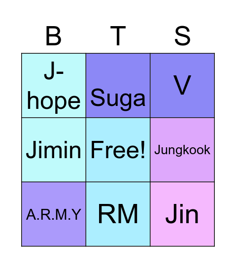 BTS Bingo Card