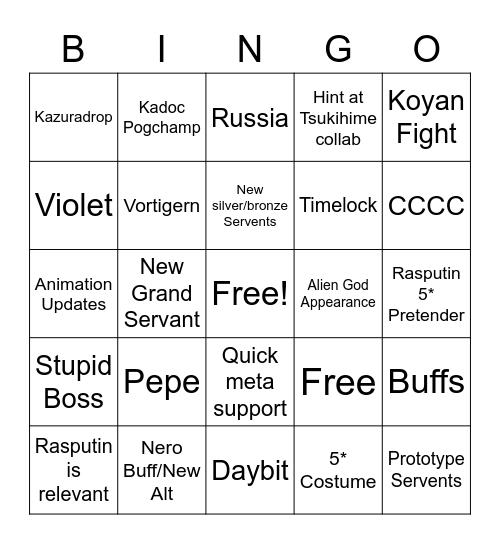 LB 6.5 Bingo Card