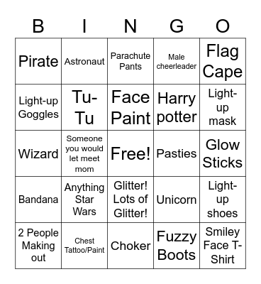 Rave Bingo Card