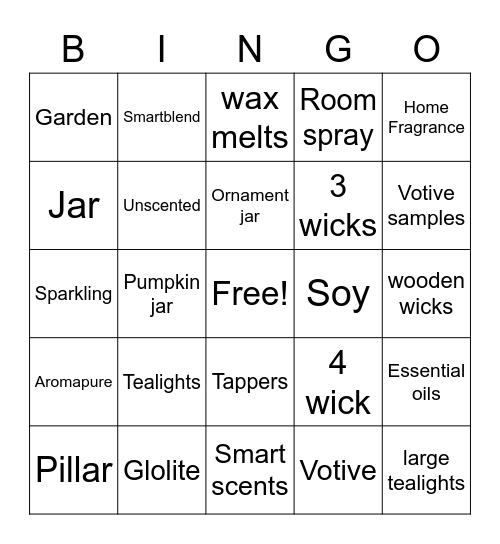 Partylite Bingo Card