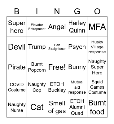 Halloween 2021 Bingo Card