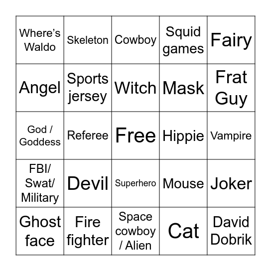 Halloween Bingo Card