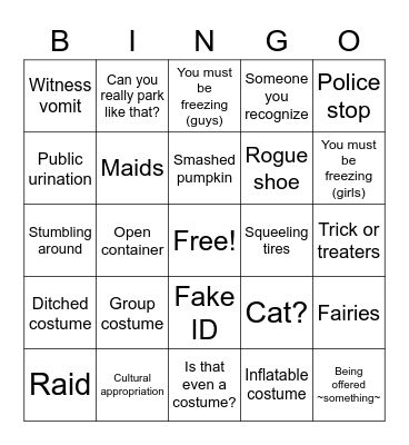 Halloween Bingo Card