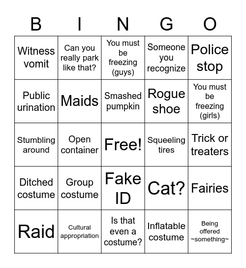 Halloween Bingo Card