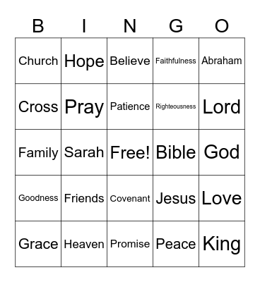 FAITH Bingo Card