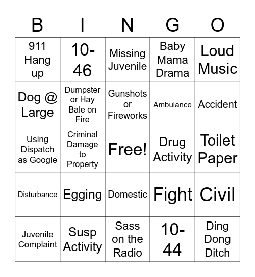 911 Halloween Bingo Card