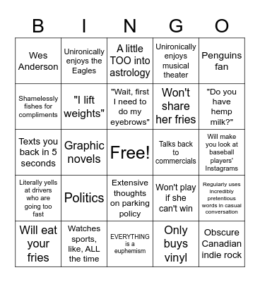 Brittney's Red Flag Bingo Card