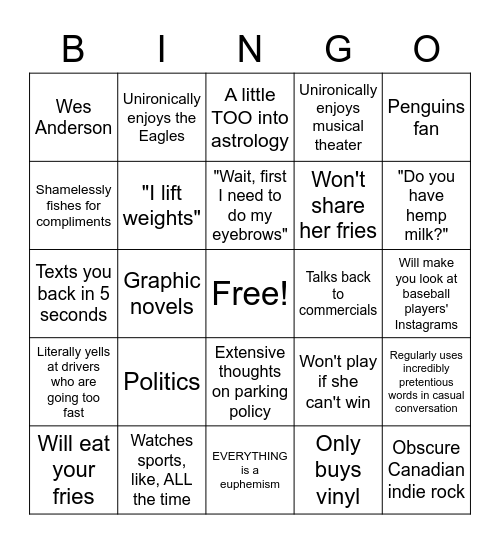 Brittney's Red Flag Bingo Card