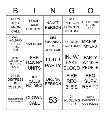 MIDS HALLOWEEN BINGO Card