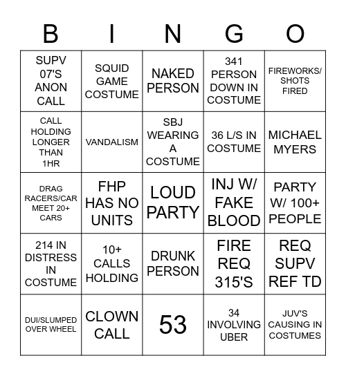 MIDS HALLOWEEN BINGO Card