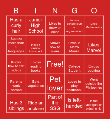 TEAM JESUS HUMAN BINGO Card