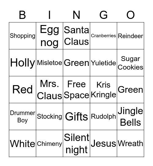Christmas Bingo Card