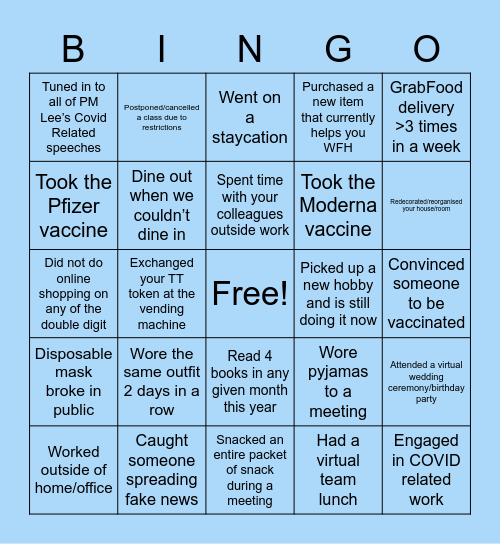 BINGO TIME! Bingo Card