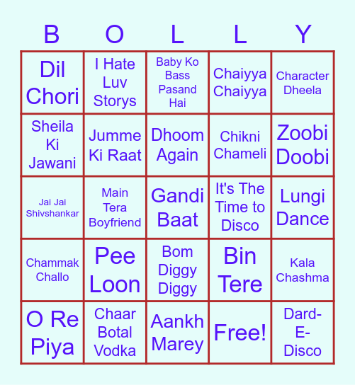 BOLLY BINGO Card