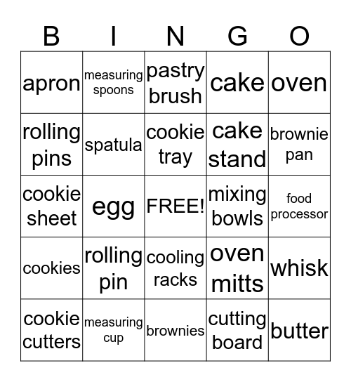 Baking Bingo! Bingo Card