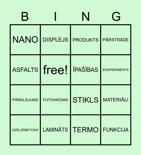 KOMPOZĪTMATERIĀLI Bingo Card