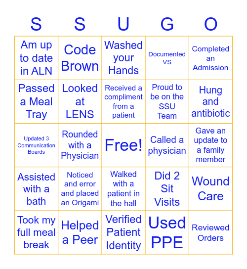 Med/Surg Week BINGO Card