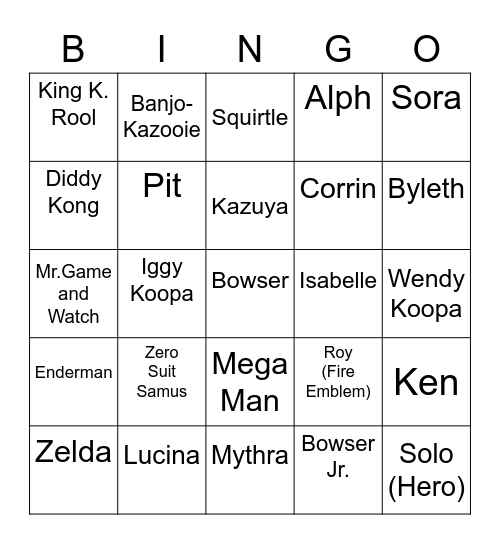 Steelcario ROUND 2 [Smash Bros] Bingo Card