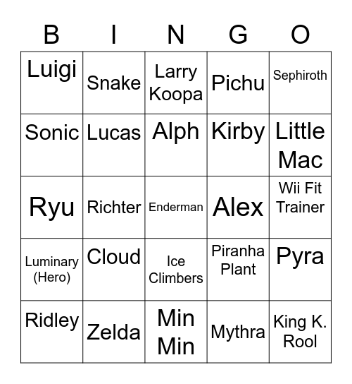 Cobalt ROUND 1 [Smash Bros] Bingo Card