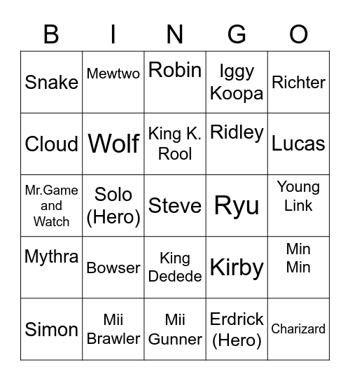 VeggieJoe ROUND 2 [Smash Bros] Bingo Card