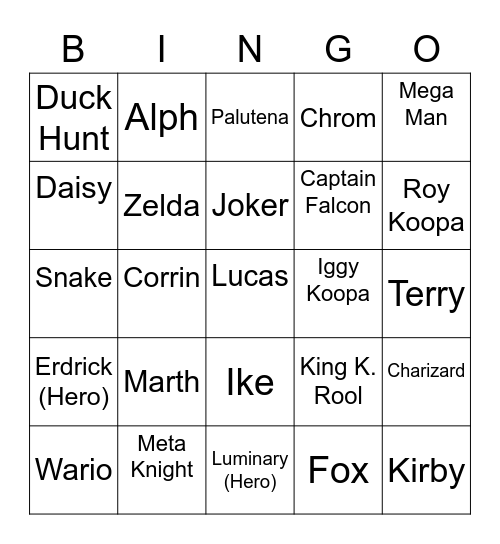 Frosty ROUND 1 [Smash Bros] Bingo Card