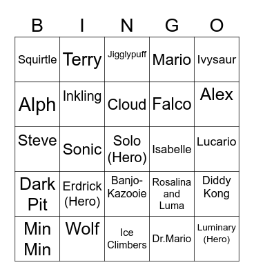 Torchic ROUND 1 [Smash Bros] Bingo Card