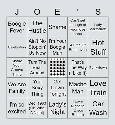 DISCO HITS Bingo Card